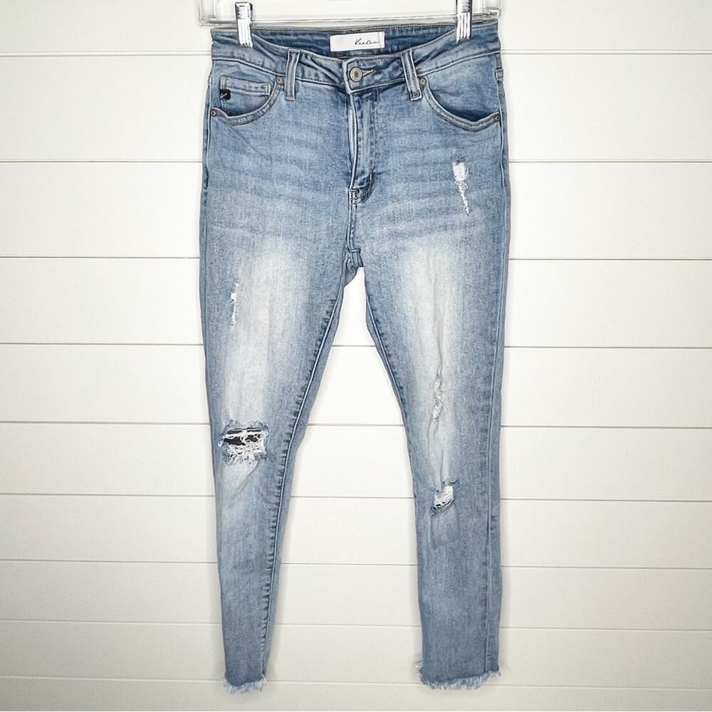 KanCan Distressed Raw Hem Skinny Stretch Jeans Light Wash Size 5/26